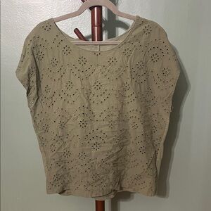 Olive Eyelet Women's Top